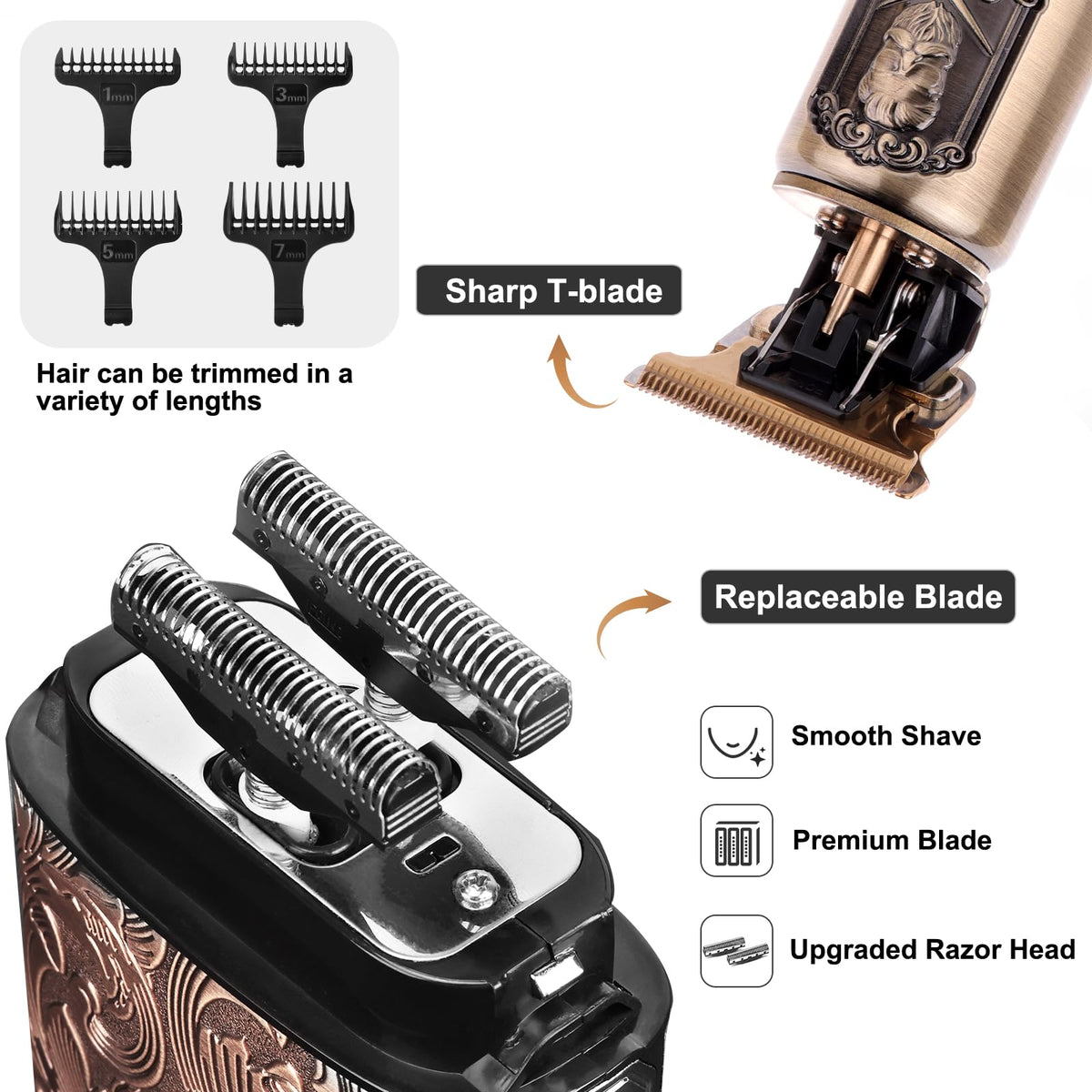 Ufree electric razor showing charging port