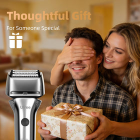 Ufree Foil Shaver displayed with grooming accessories