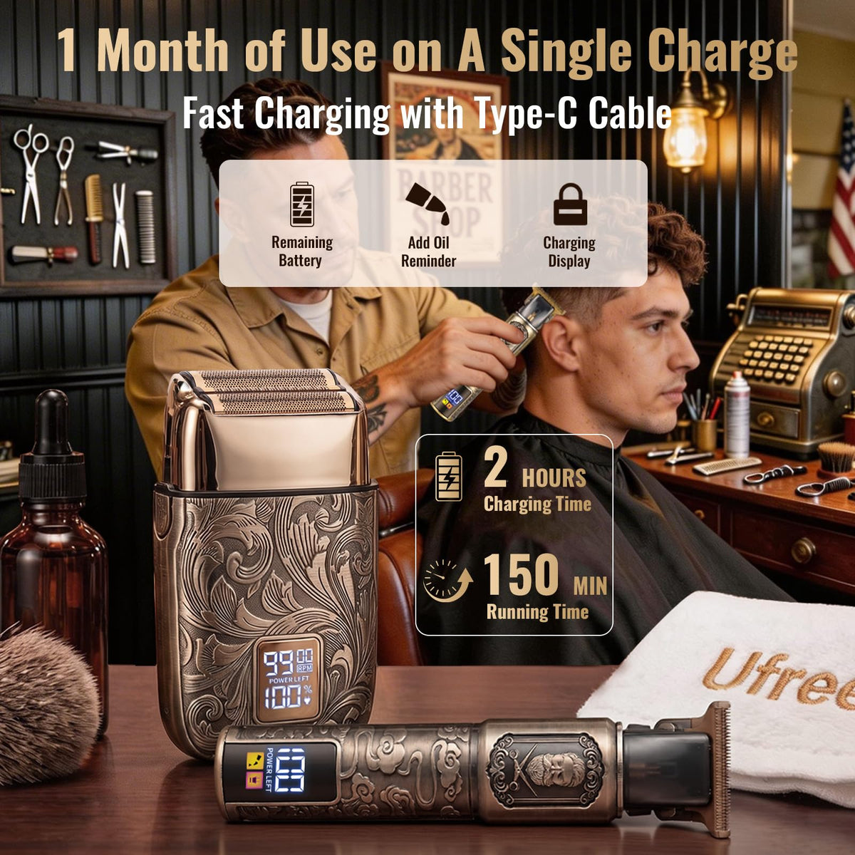 Ufree grooming kit with accessories on display