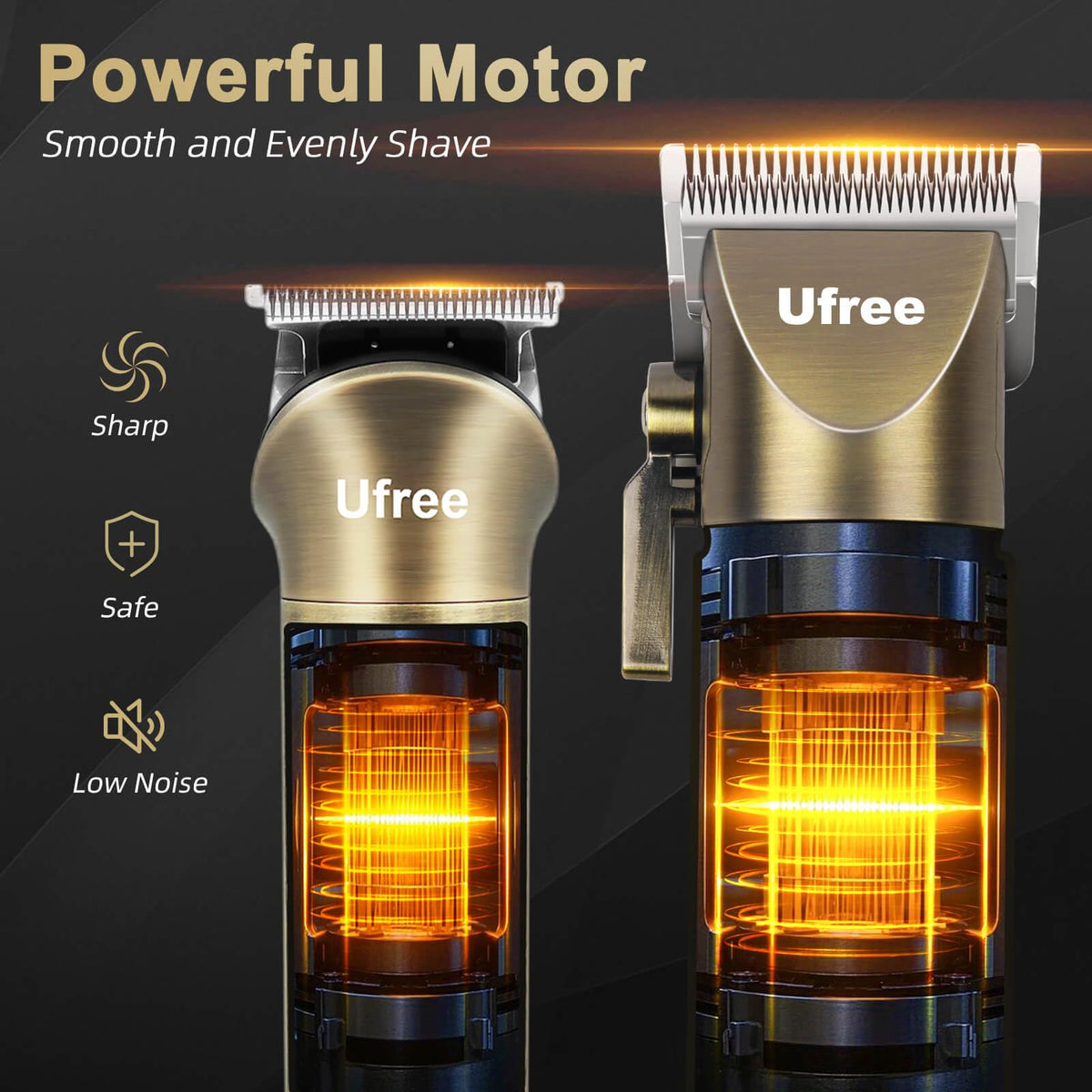 Ufree Hair Clippers with multiple guide combs for various hair lengths