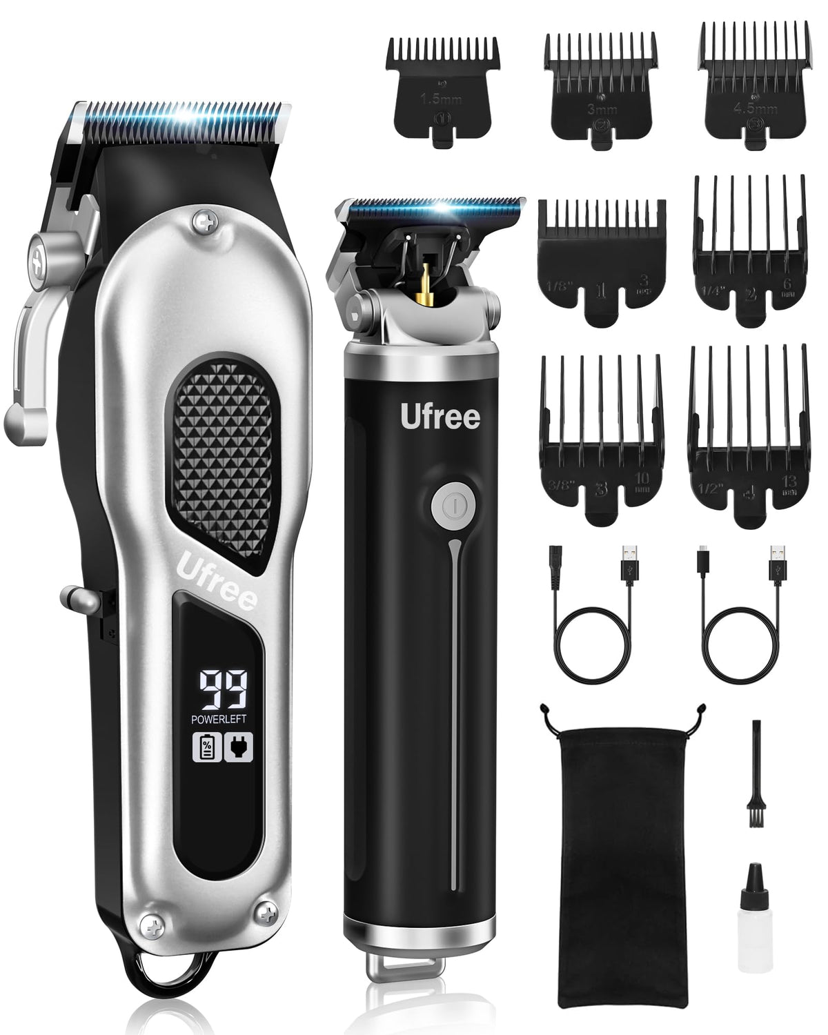 Ufree Professional Hair Cutting Kit front view with clipper and detailer