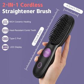 UILSPNG Go Brush Pro cordless hair straightener LED display close-up