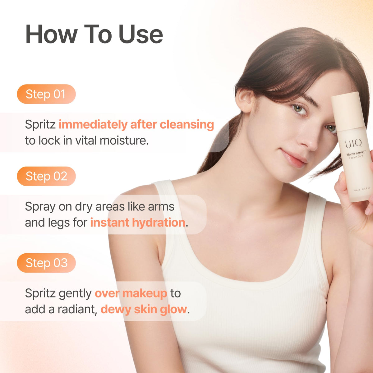 UIQ Biome Barrier Cream Mist 100ml in a beauty routine