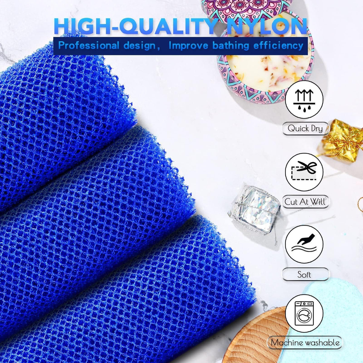 UJFQBH African Bath Sponge Blue close-up