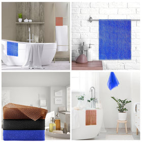 UJFQBH African Bath Sponge displayed with other bath accessories