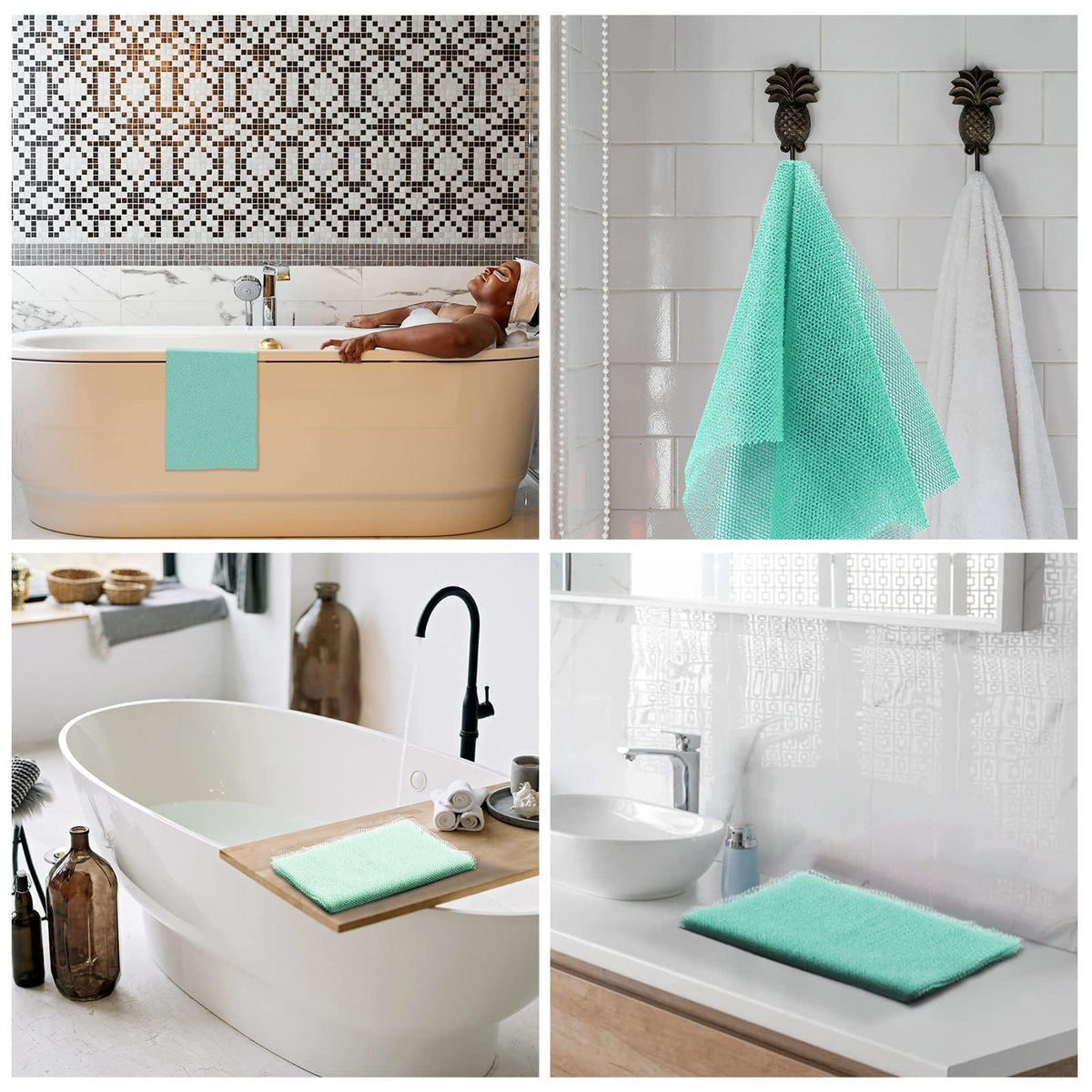UJFQBH African Bath Sponge in bathroom setting