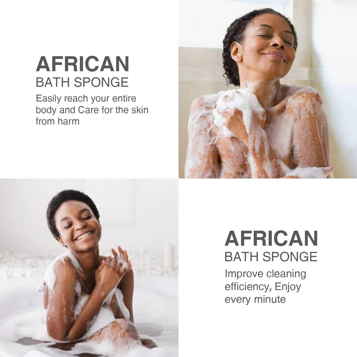 UJFQBH African Bath Sponge set displayed on a bathroom shelf