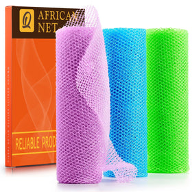 UJFQBH African Bath Sponge Set in pale purple, blue, and green