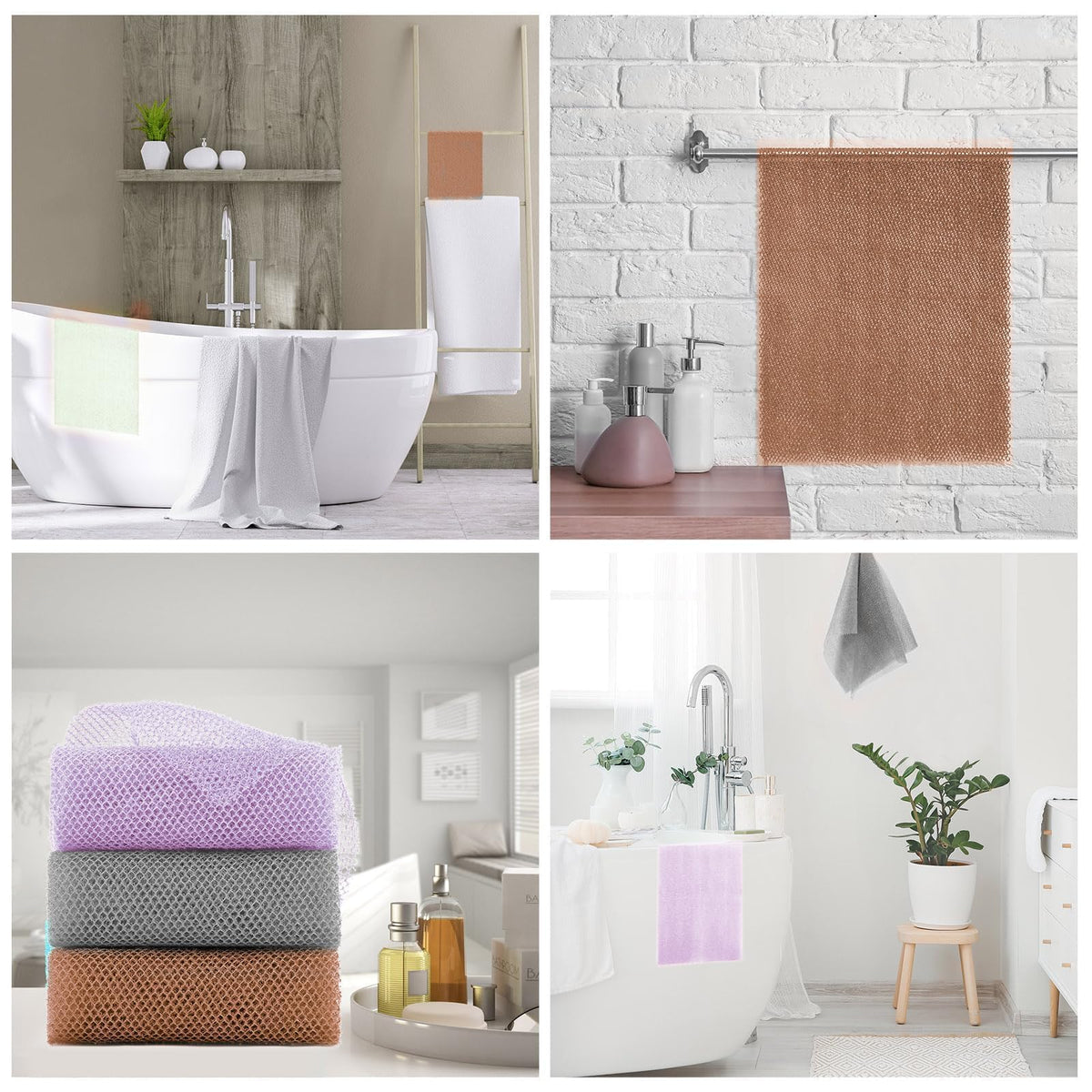 UJFQBH African Exfoliating Net Bath Sponge in a lifestyle setting