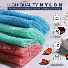 UJFQBH African Exfoliating Net Bath Sponge in use during shower