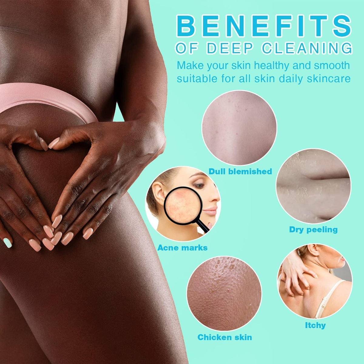 UJFQBH African Exfoliating Net Bath Sponge set laid out on a bathroom surface