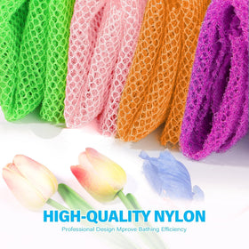 UJFQBH African Net Sponge pink colour on a bathroom surface
