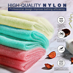 UJFQBH African Net Sponge set displayed in a bathroom