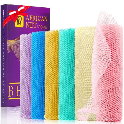 UJFQBH African Net Sponge Set in vibrant purple and orange colours