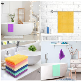 UJFQBH African Net Sponge set laid out on a bathroom countertop