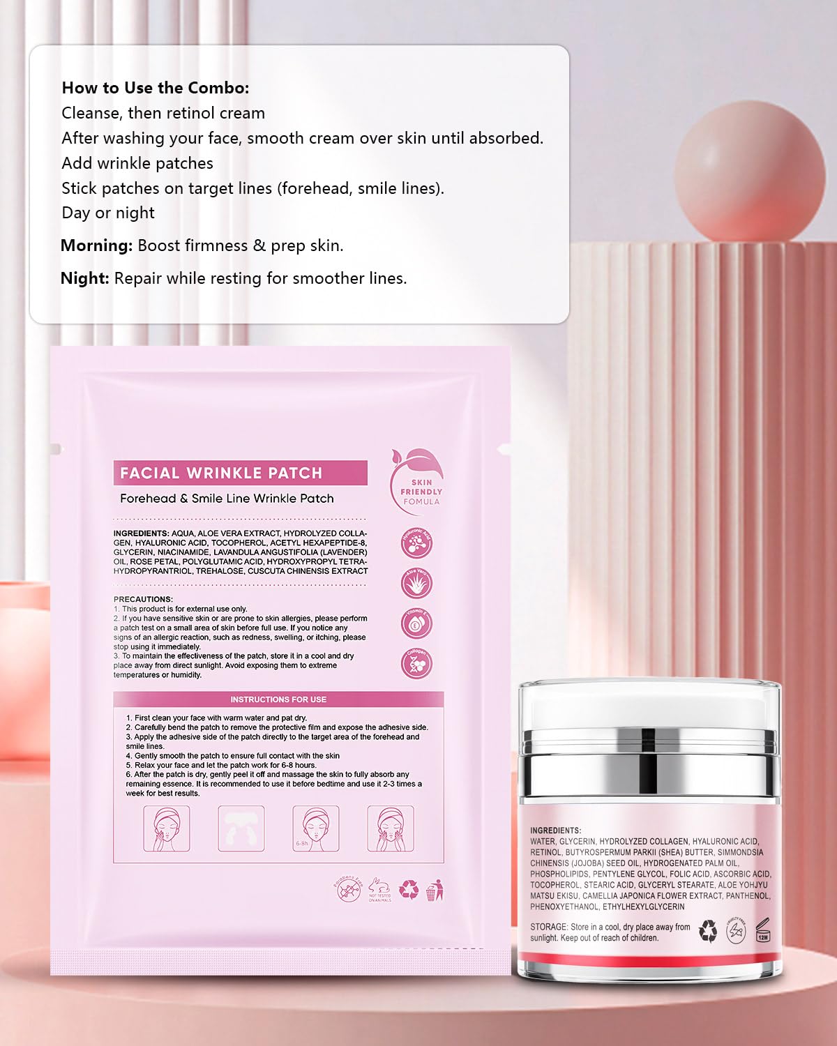 UKVOA patches in use during overnight skincare routine