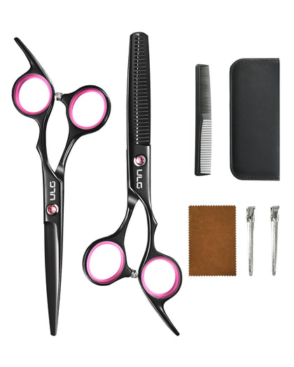 ULG Hair Cutting Scissors 6.5 inch black model front view
