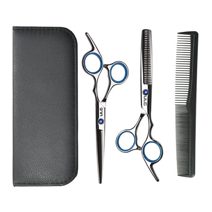 ULG Hair Cutting Scissors Kit front view with scissors and shears