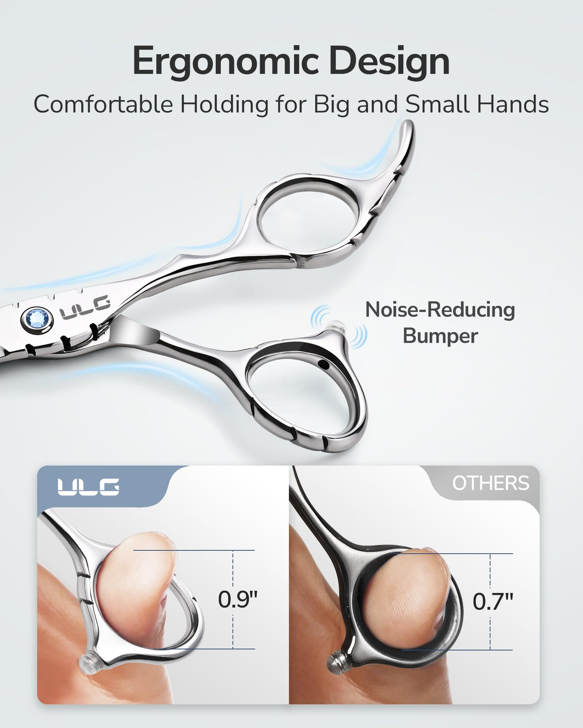 ULG Hair Thinning Scissors 6.7” blade detail