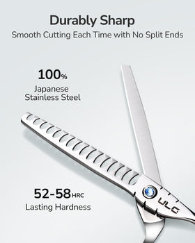 ULG Hair Thinning Scissors 6.7” ergonomic handle close-up