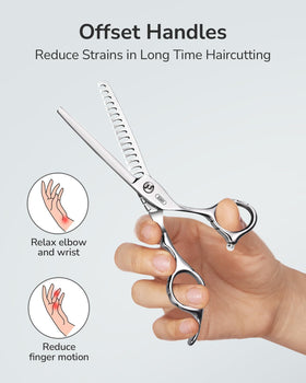 ULG Hair Thinning Scissors 6.7” with hair strands