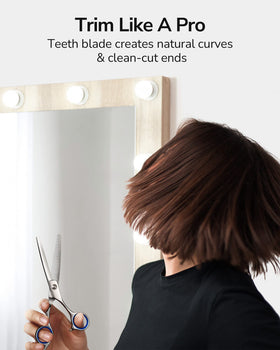 ULG Hair Thinning Scissors on a wooden table