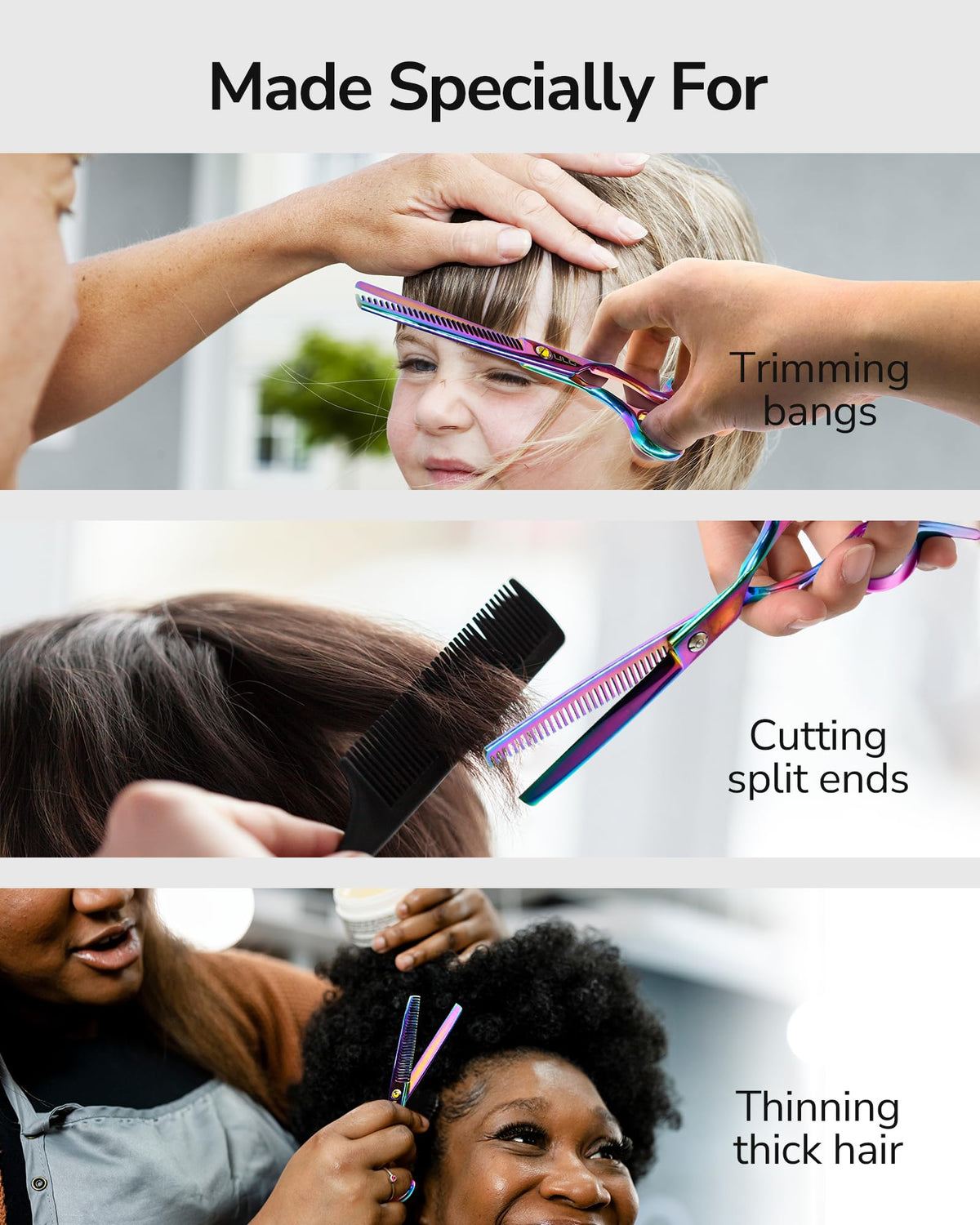 ULG Hair Thinning Scissors with removable rubber handle inserts