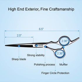 ULG Hair Thinning Shears 6.5 inch side view