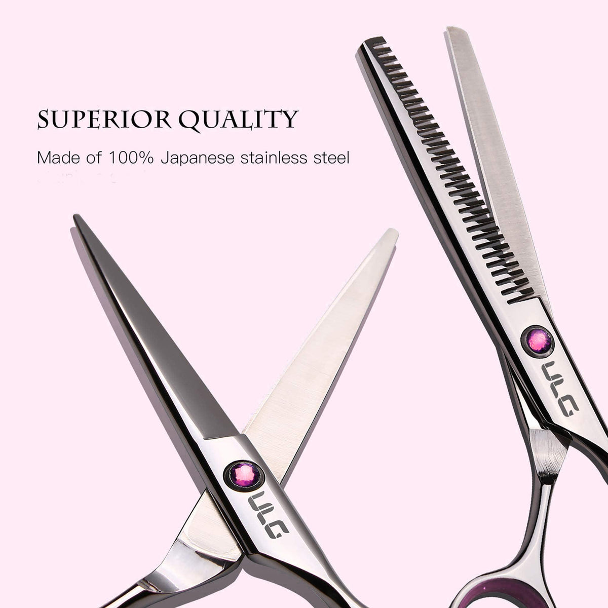 ULG Hair Thinning Shears side view with ergonomic grip