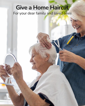 ULG Left-Handed Hair Thinning Scissors in a salon setting