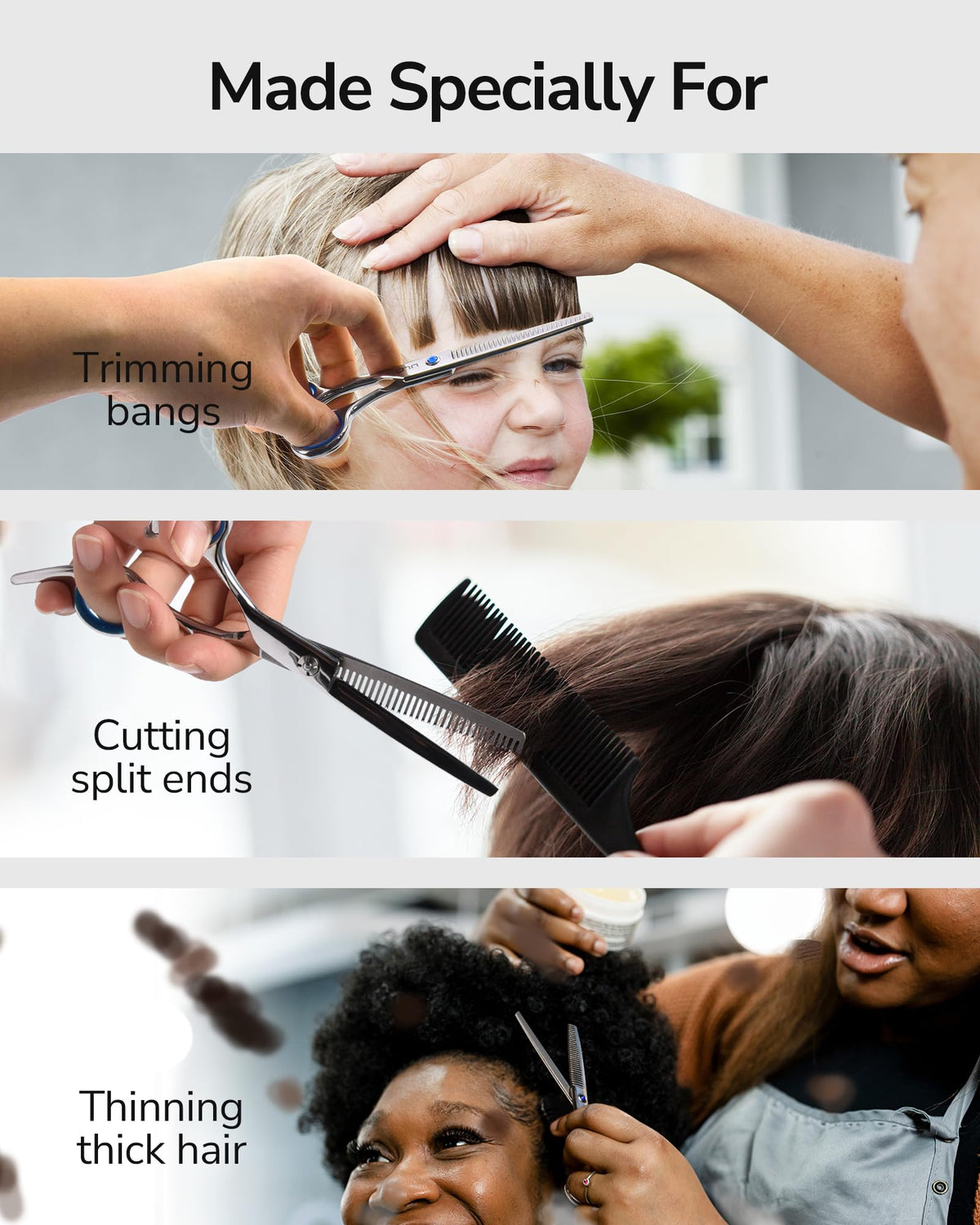 ULG Left-Handed Hair Thinning Scissors side view