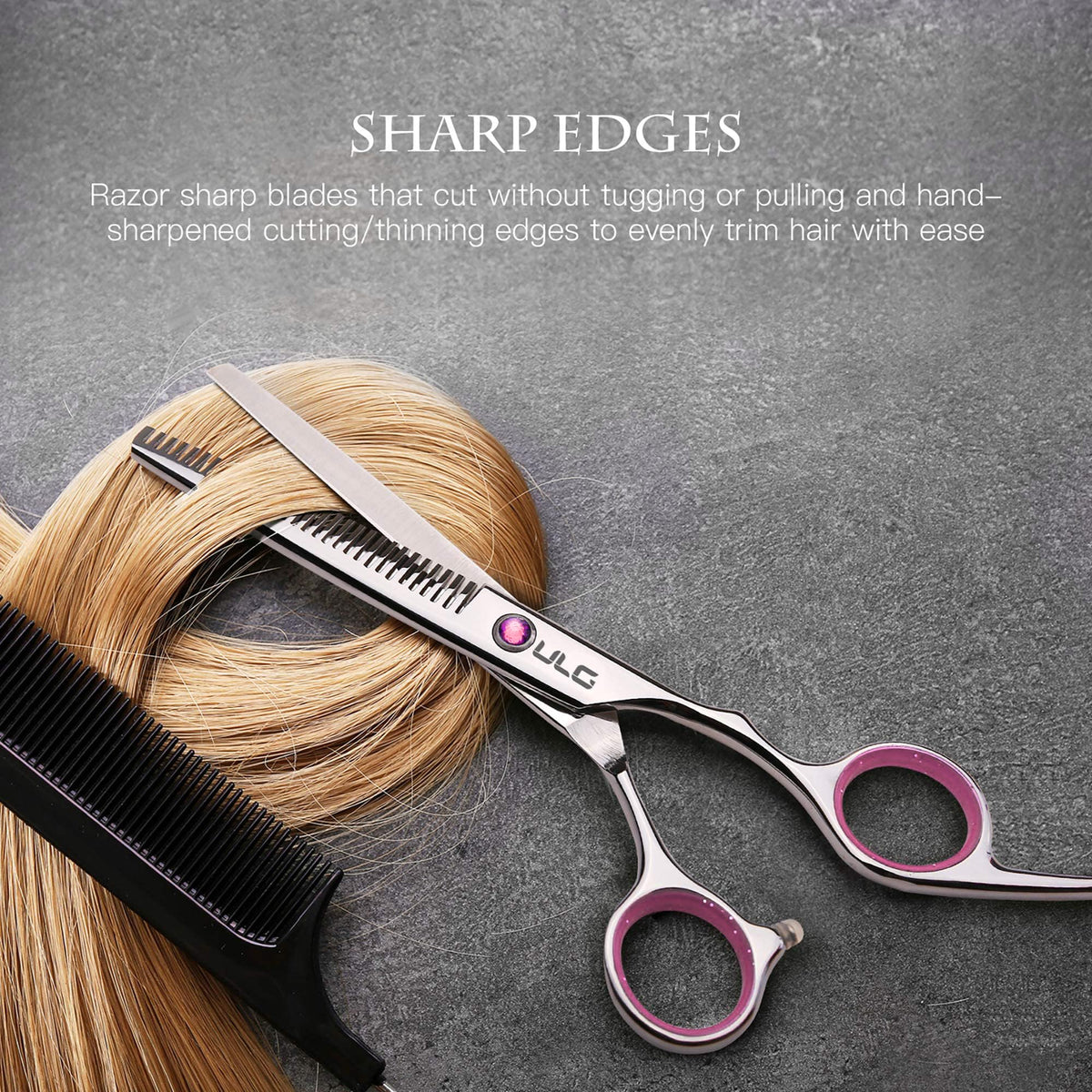 ULG scissors and shears on a wooden table