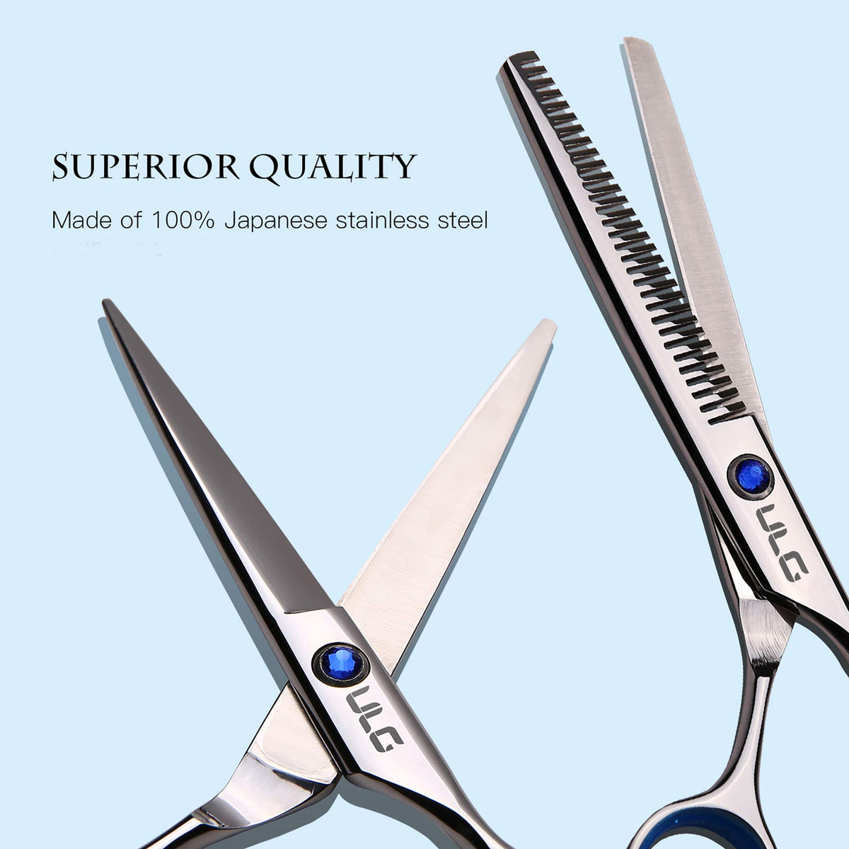 ULG scissors with blue diamond stones detail