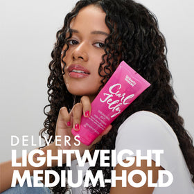 Umberto Giannini Curl Jelly on a bathroom shelf