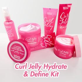 Umberto Giannini Curl Jelly Styling Crème on a bathroom counter