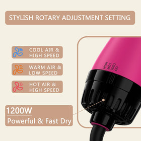Umeely Hair Dryer Brush showing heat settings