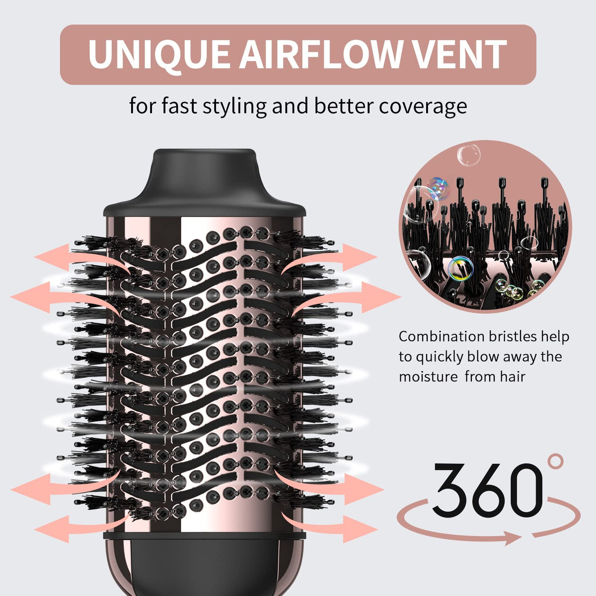 Umeely Hair Dryer Brush side view highlighting design
