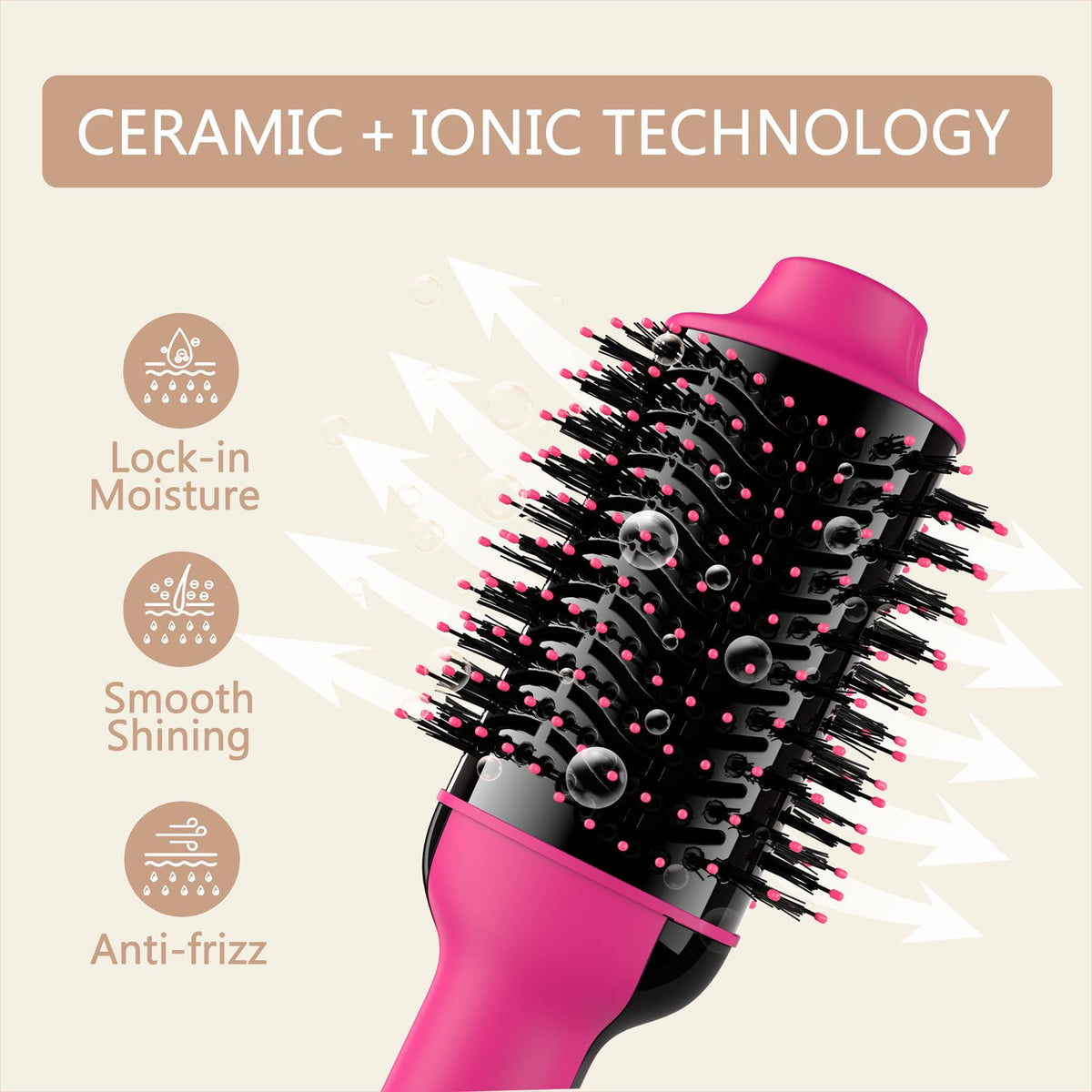Umeely Hair Dryer Brush side view showing bristles