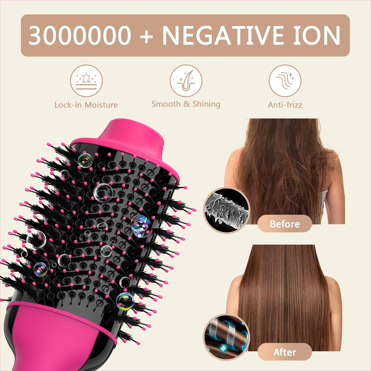 Umeely Hair Dryer Brush with user manual and cleaning brush