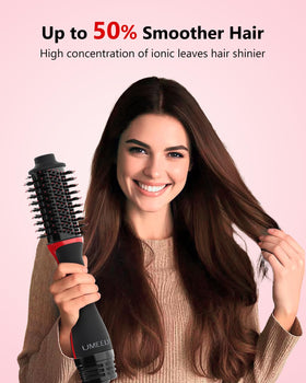 Umeely Plus 2.0 Hair Dryer Brush side view showing ergonomic handle