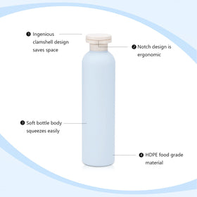 UMETASS travel shampoo bottle blue side view