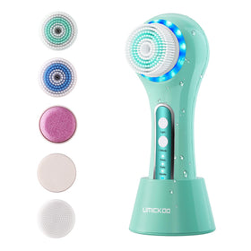 Umickoo Electric Facial Cleansing Brush front view with multiple brush heads