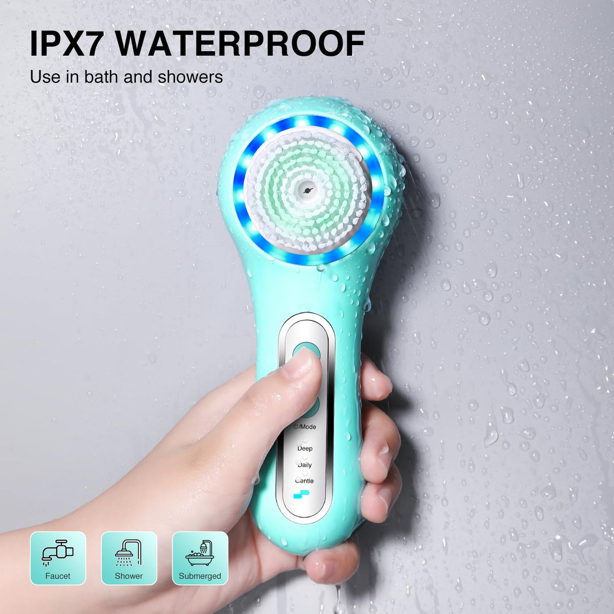 Umickoo Electric Facial Cleansing Brush showing interchangeable brush heads