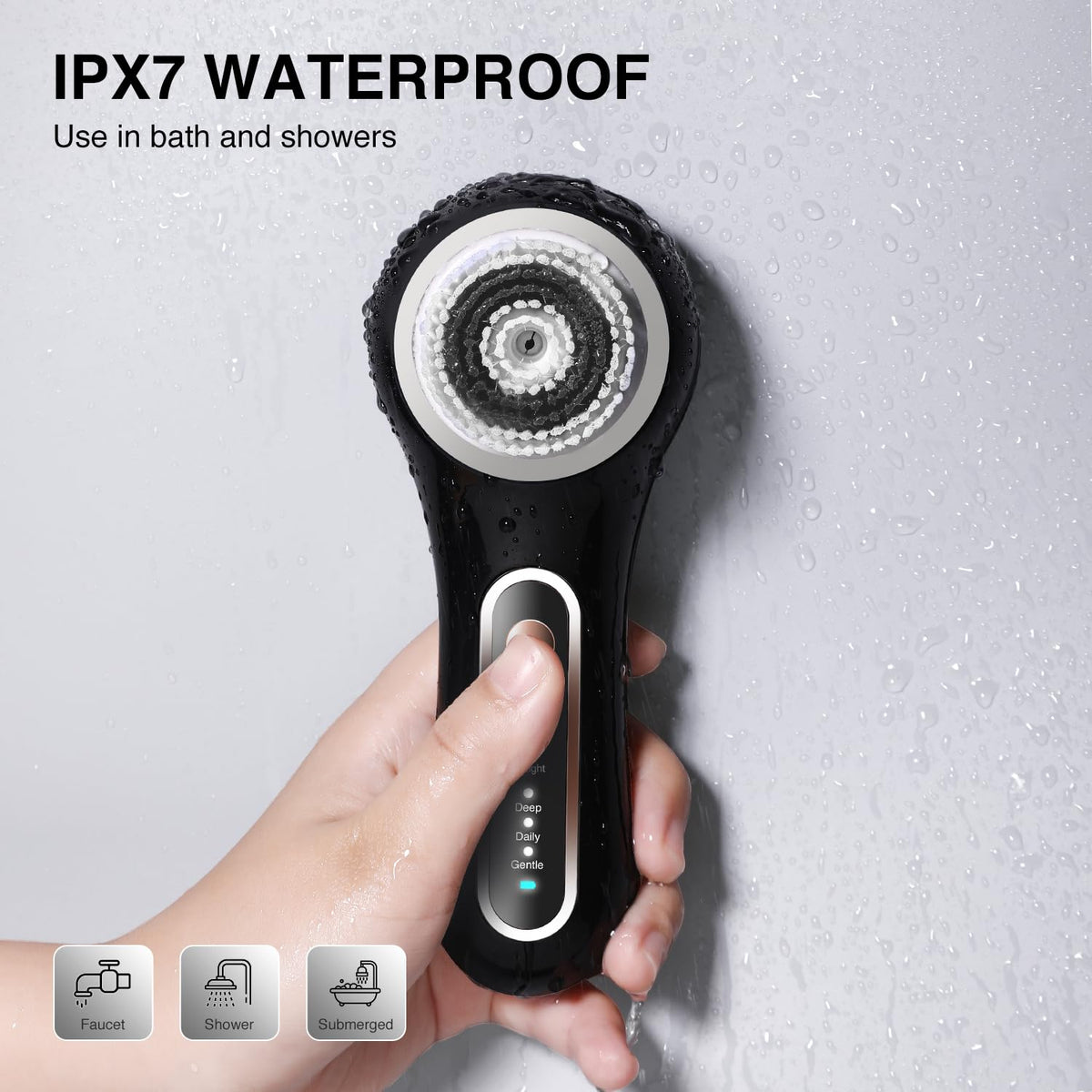 Umickoo Electric Facial Cleansing Brush with interchangeable heads displayed