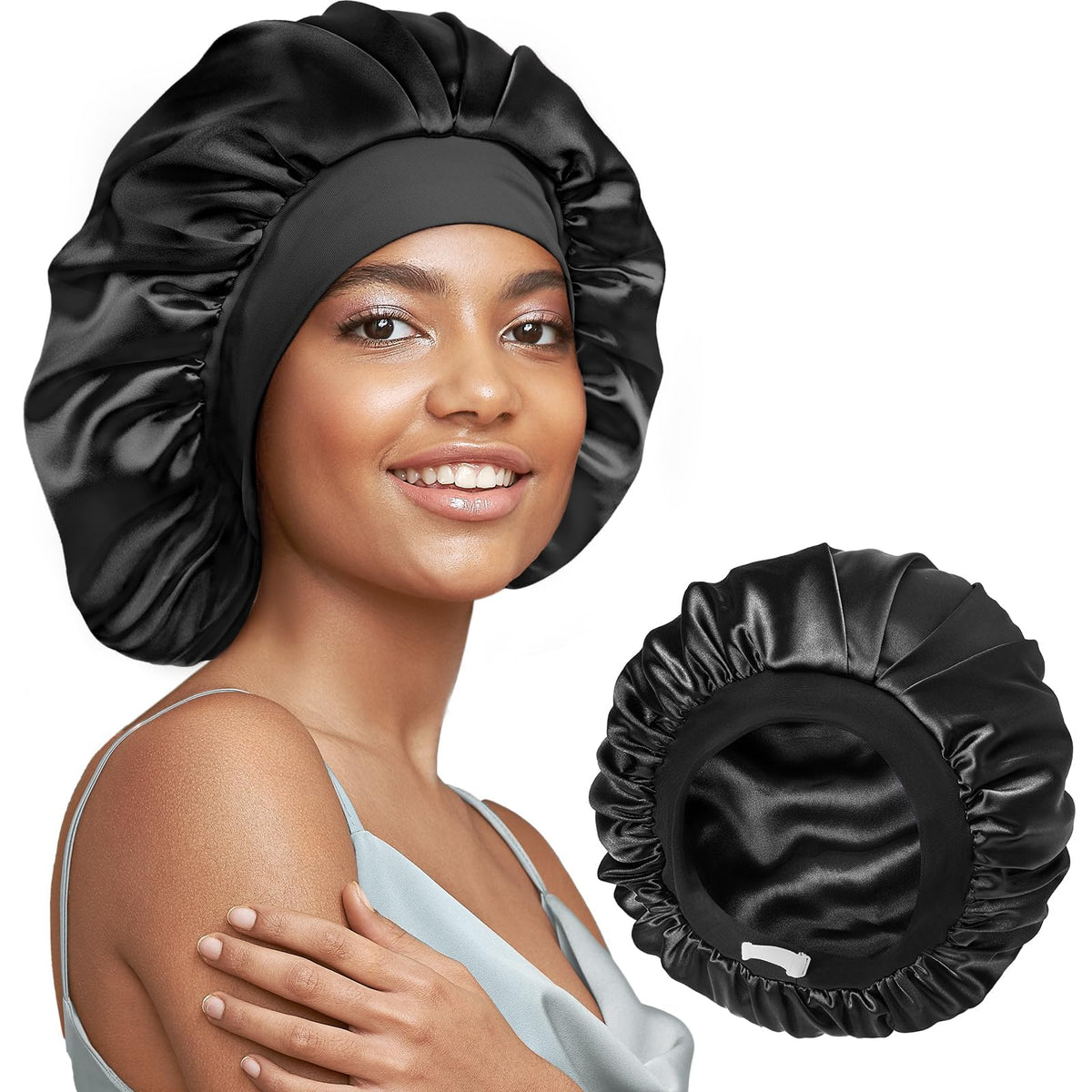 Umisleep 22 Momme Silk Lined Bonnet front view in packaging