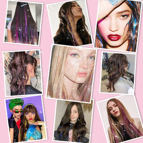 Umylar hair tinsel extensions being applied in hair