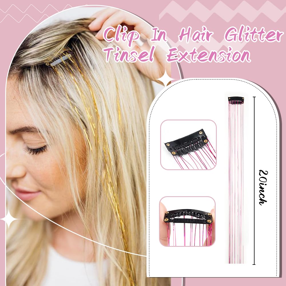 Umylar hair tinsel extensions displayed in various colours