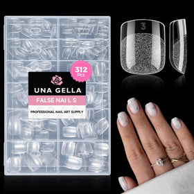 UNA GELLA 312Pcs Extra Short Squoval Nail Tips clear front view