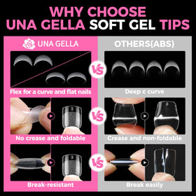 UNA GELLA 312Pcs nail tips in various sizes laid out