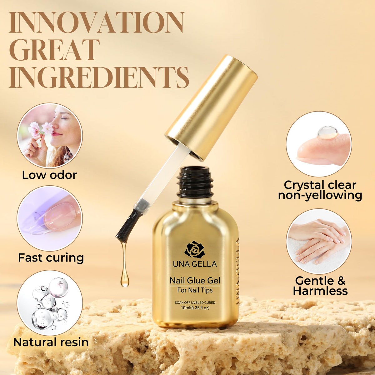 UNA GELLA 6-in-1 Gel Nail Glue 10ml side view